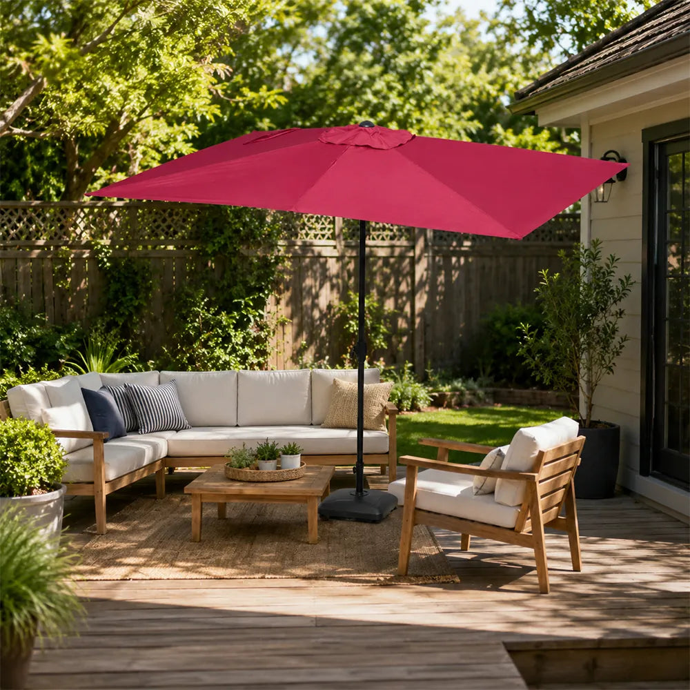 SOLARA Rectangular Patio Umbrella Large Shade Waterproof Wind-Resistant Canopy for Garden & Terrace - Red