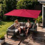 SOLARA Rectangular Patio Umbrella Large Shade Waterproof Wind-Resistant Canopy for Garden & Terrace - Red