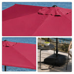 SOLARA Rectangular Patio Umbrella Large Shade Waterproof Wind-Resistant Canopy for Garden & Terrace - Red