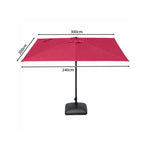 SOLARA Rectangular Patio Umbrella Large Shade Waterproof Wind-Resistant Canopy for Garden & Terrace - Red