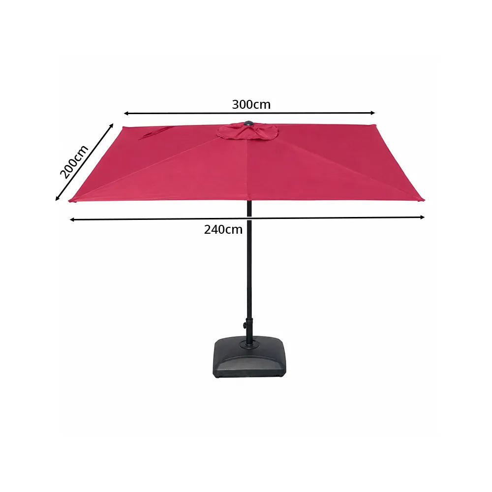 SOLARA Rectangular Patio Umbrella Large Shade Waterproof Wind-Resistant Canopy for Garden & Terrace - Red