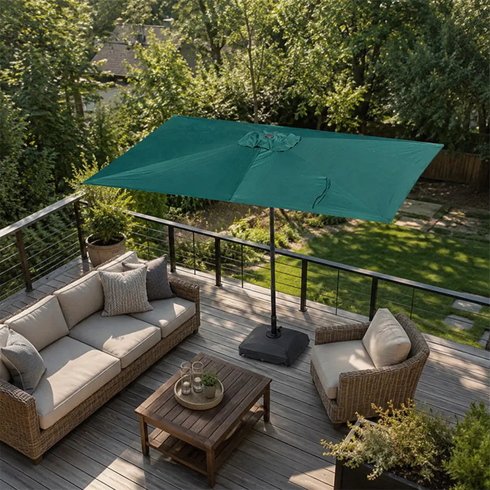 SOLARA Rectangular Patio Umbrella Large Shade Waterproof Wind-Resistant Canopy for Garden & Terrace - Green
