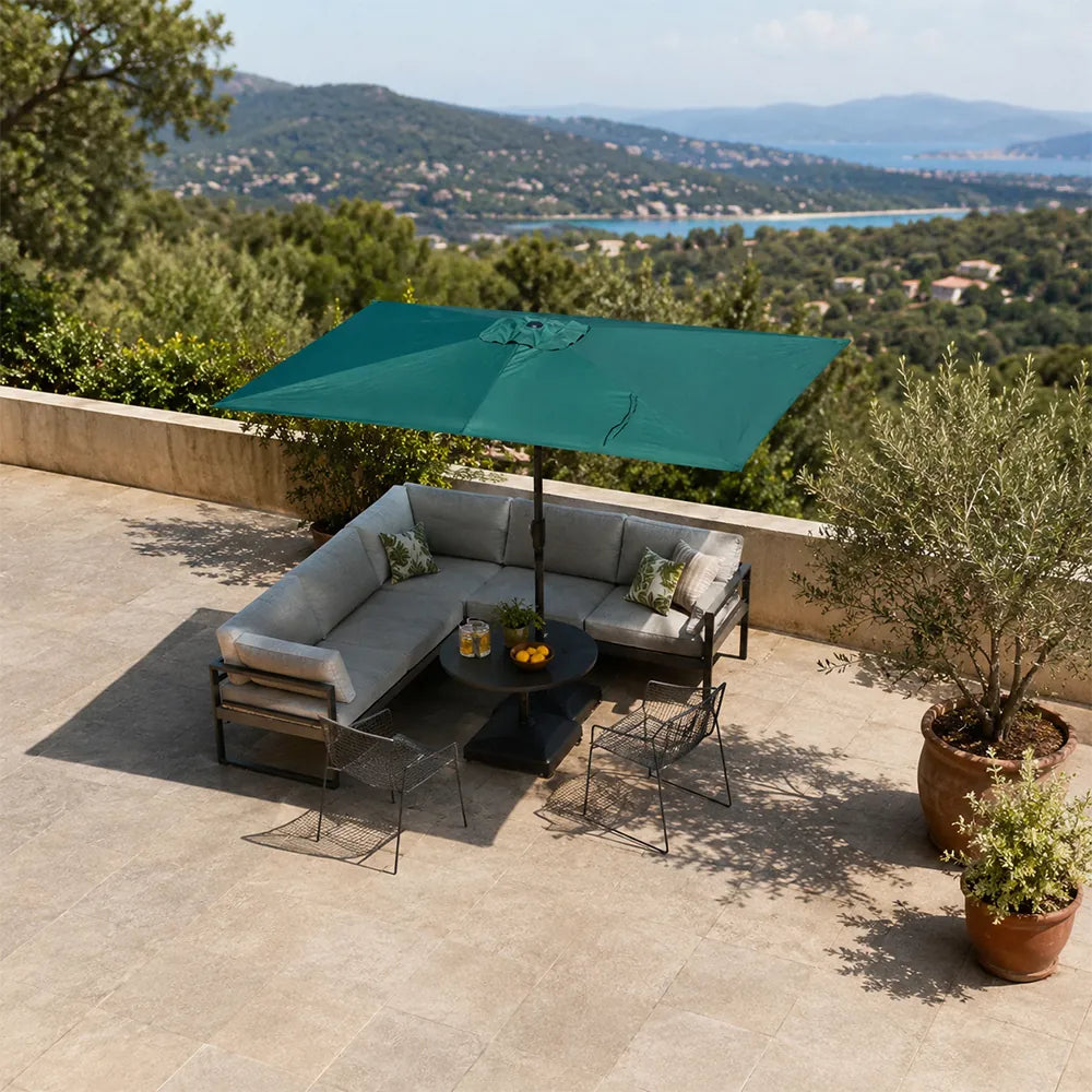 SOLARA Rectangular Patio Umbrella Large Shade Waterproof Wind-Resistant Canopy for Garden & Terrace - Green