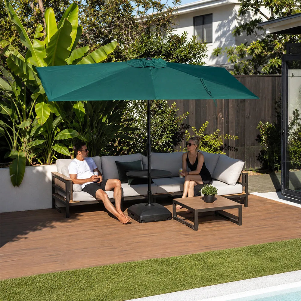SOLARA Rectangular Patio Umbrella Large Shade Waterproof Wind-Resistant Canopy for Garden & Terrace - Green