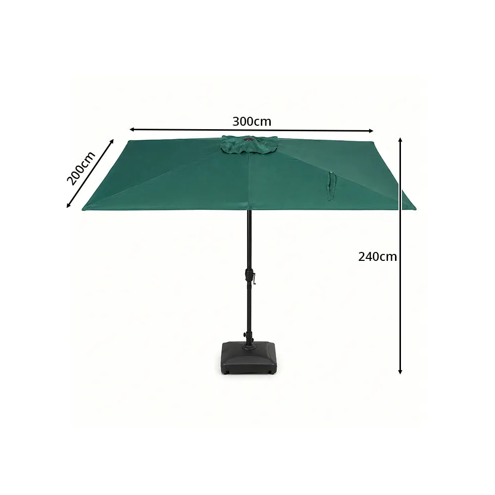 SOLARA Rectangular Patio Umbrella Large Shade Waterproof Wind-Resistant Canopy for Garden & Terrace - Green