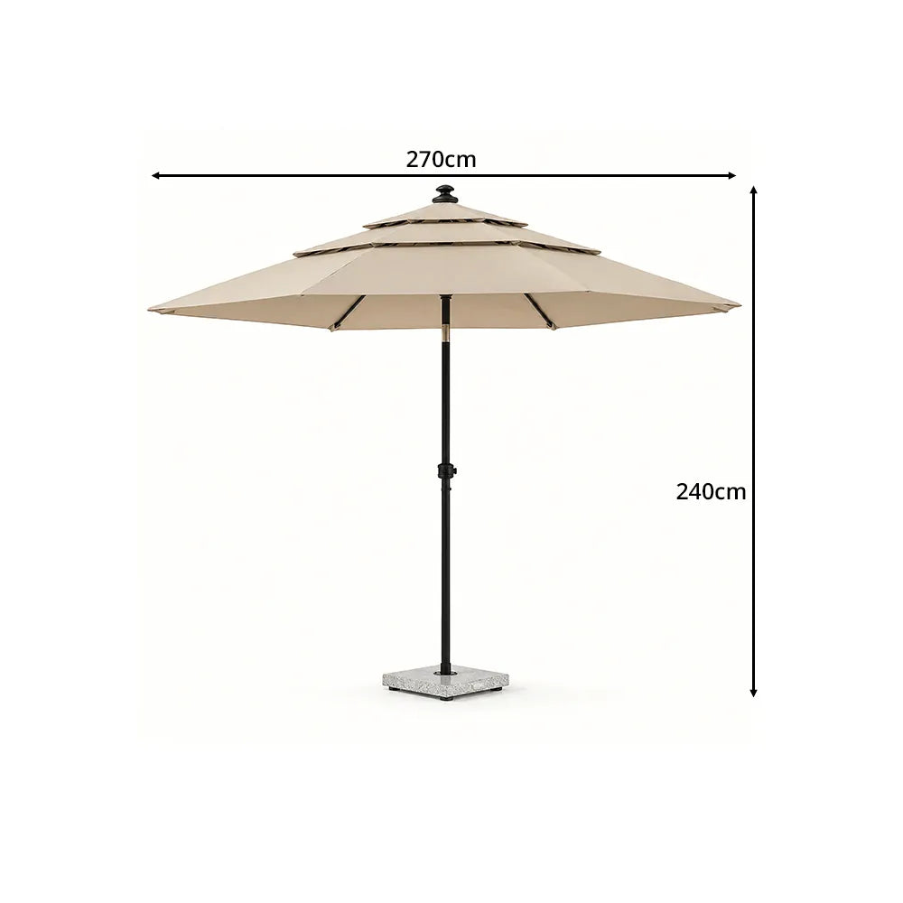 SOLARA Square Patio Umbrella Layered Canopy Large Shade for Garden, Terrace & Outdoor Cafe