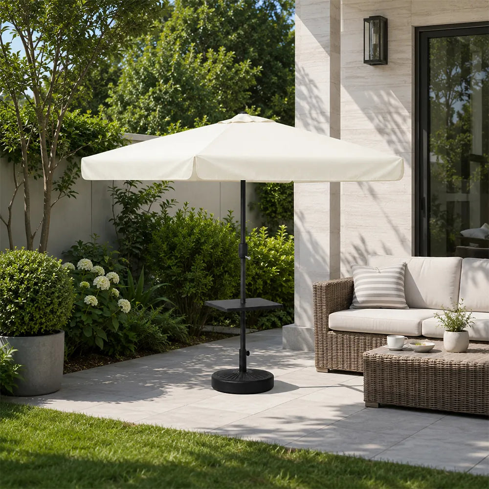 SOLARA Cantilever Patio Umbrella Lotus Edge Canopy Easy Crank with Fillable Base for Balcony & Outdoor Dining