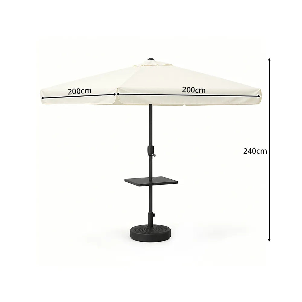 SOLARA Cantilever Patio Umbrella Lotus Edge Canopy Easy Crank with Fillable Base for Balcony & Outdoor Dining
