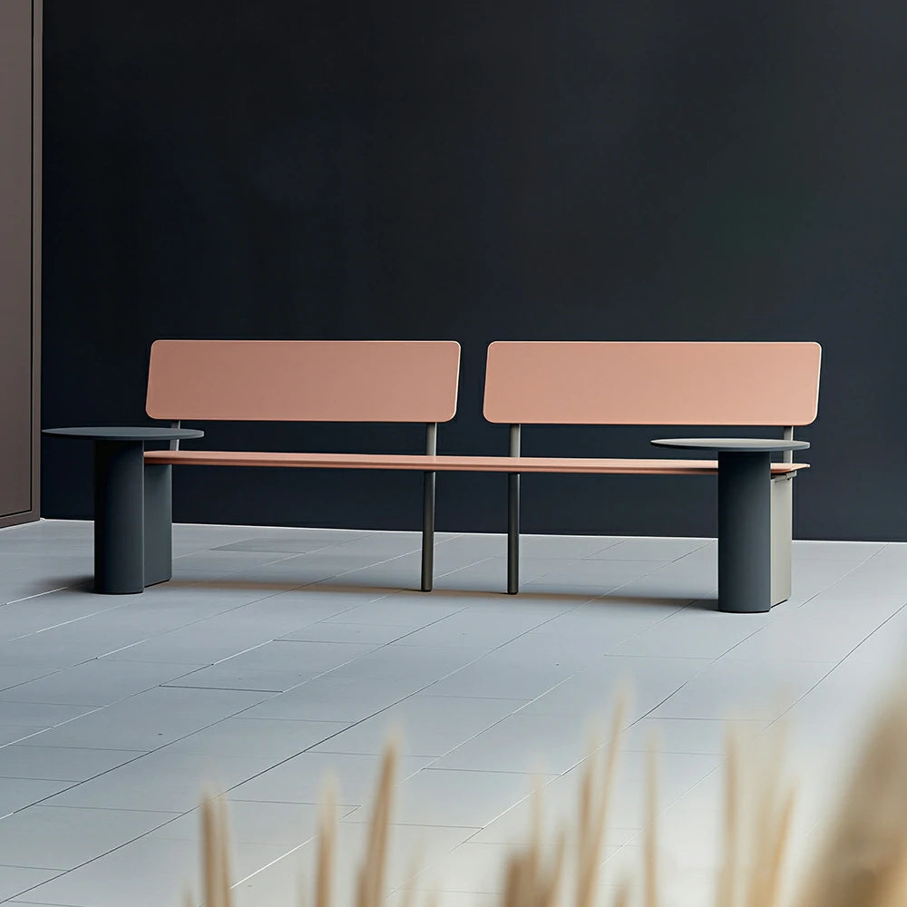 SOLARA Outdoor Park Bench Iron Frame High Temperature Coated Rust Resistant Leisure Bench 220/240cm for Garden Patio Park Commercial Areas