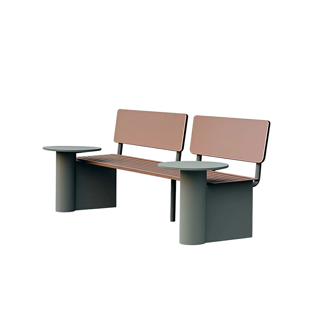 SOLARA Outdoor Park Bench Iron Frame High Temperature Coated Rust Resistant Leisure Bench 220/240cm for Garden Patio Park Commercial Areas