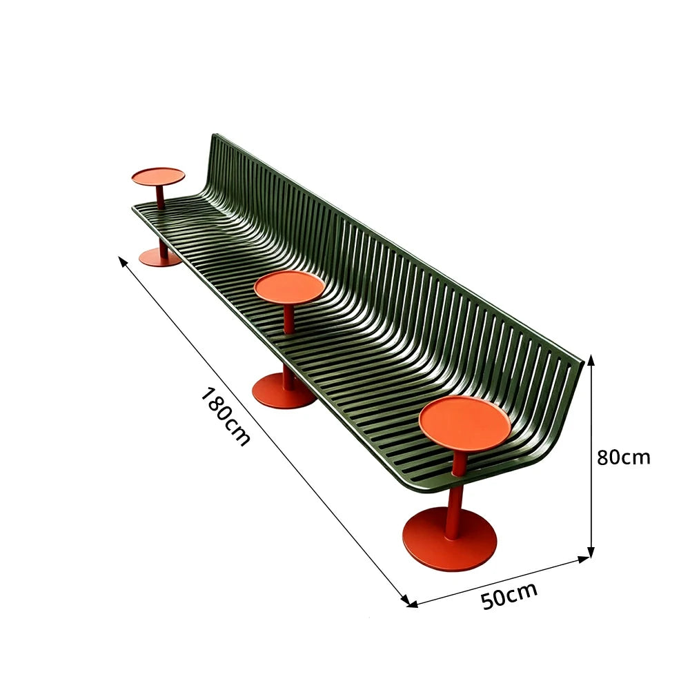 SOLARA Outdoor Planter Bench Iron Frame Modern Minimalist Design 180/200cm for Garden Park Patio Commercial Leisure Areas