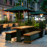 SOLARA Outdoor Table and Chair Set Iron Frame Weather Resistant Design for Garden Patio Park and Commercial Leisure Areas