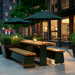 SOLARA Outdoor Table and Chair Set Iron Frame Weather Resistant Design for Garden Patio Park and Commercial Leisure Areas
