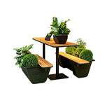 SOLARA Outdoor Planter Bench Iron Frame Modern Design Weather Resistant Seating for Garden Patio Park and Commercial Spaces