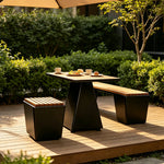 SOLARA Outdoor Park Bench Iron Frame Weather Resistant Comfortable Seating for Garden Patio Park and Commercial Leisure Areas