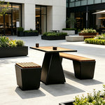 SOLARA Outdoor Park Bench Iron Frame Weather Resistant Comfortable Seating for Garden Patio Park and Commercial Leisure Areas