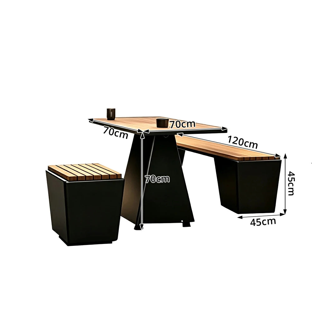 SOLARA Outdoor Park Bench Iron Frame Weather Resistant Comfortable Seating for Garden Patio Park and Commercial Leisure Areas