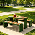 SOLARA Outdoor Park Bench Iron Construction Weather Resistant Comfortable Seat for Garden Patio Park and Commercial Leisure Areas