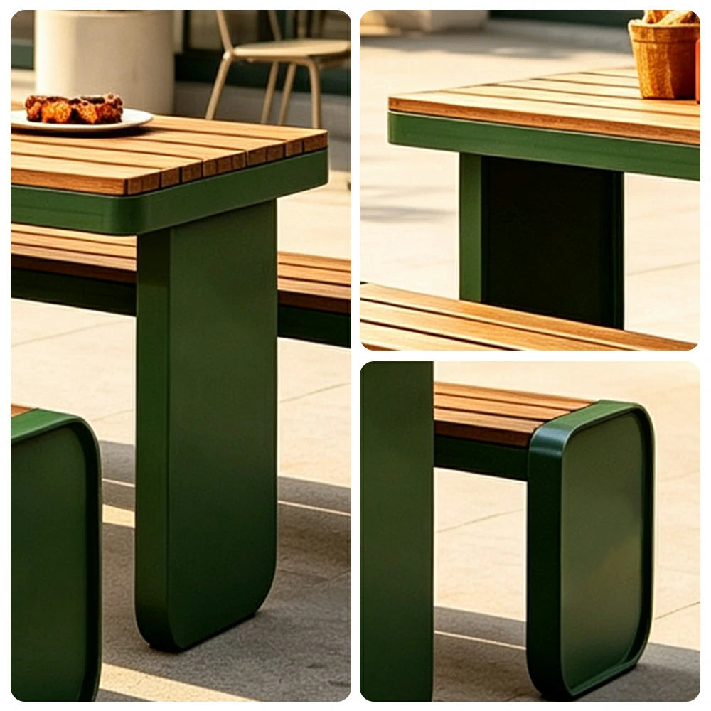 SOLARA Outdoor Park Bench Iron Construction Weather Resistant Comfortable Seat for Garden Patio Park and Commercial Leisure Areas