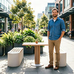 SOLARA Outdoor Planter Bench Iron Frame Modern Design Weather Resistant Seating for Garden Patio Park and Commercial Spaces