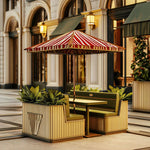 SOLARA Outdoor Planter Bench Set Iron Frame Weather Resistant Modern Design for Garden Patio Park and Commercial Spaces