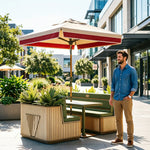 SOLARA Outdoor Planter Bench Set Iron Frame Weather Resistant Modern Design for Garden Patio Park and Commercial Spaces