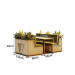 SOLARA Outdoor Planter Bench Set Iron Frame Weather Resistant Modern Design for Garden Patio Park and Commercial Spaces