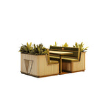 SOLARA Outdoor Planter Bench Set Iron Frame Weather Resistant Modern Design for Garden Patio Park and Commercial Spaces
