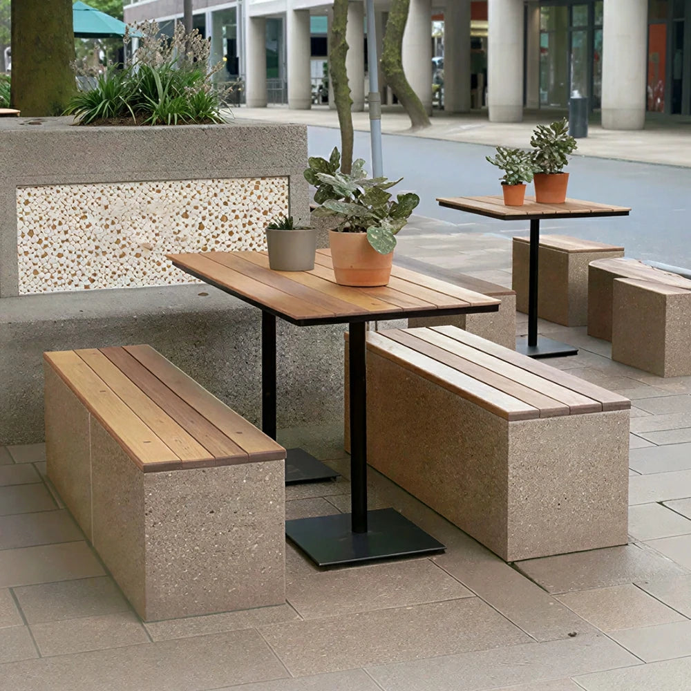 SOLARA Outdoor Park Bench Iron Frame Weather Resistant Comfortable Seating for Garden Patio Park and Commercial Leisure Areas