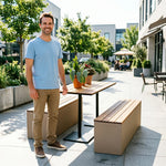 SOLARA Outdoor Park Bench Iron Frame Weather Resistant Comfortable Seating for Garden Patio Park and Commercial Leisure Areas