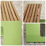 SOLARA Outdoor Table and Bench Set Iron Frame Weather Resistant Design for Garden Park Patio and Commercial Leisure Spaces - Green