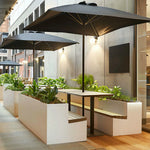 SOLARA Outdoor Planter Bench Integrated Flower Box Design Rust Resistant Iron Seating for Garden Patio Park Public Spaces