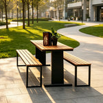 SOLARA Outdoor Park Bench Durable Iron Construction Weather Resistant Seating for Garden Patio Park Commercial Areas