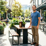 SOLARA Outdoor Park Bench Durable Iron Construction Weather Resistant Seating for Garden Patio Park Commercial Areas