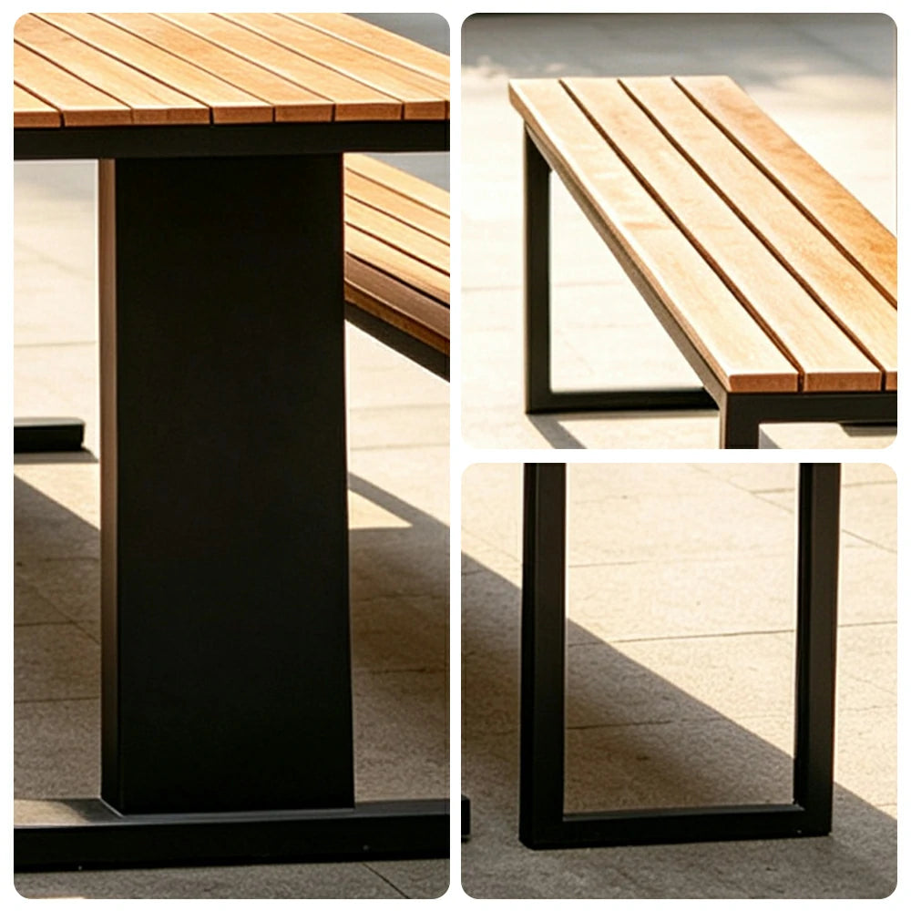SOLARA Outdoor Park Bench Durable Iron Construction Weather Resistant Seating for Garden Patio Park Commercial Areas