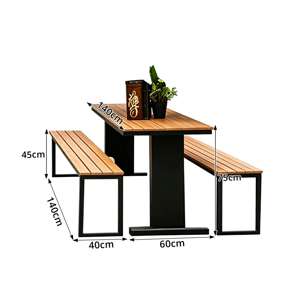 SOLARA Outdoor Park Bench Durable Iron Construction Weather Resistant Seating for Garden Patio Park Commercial Areas