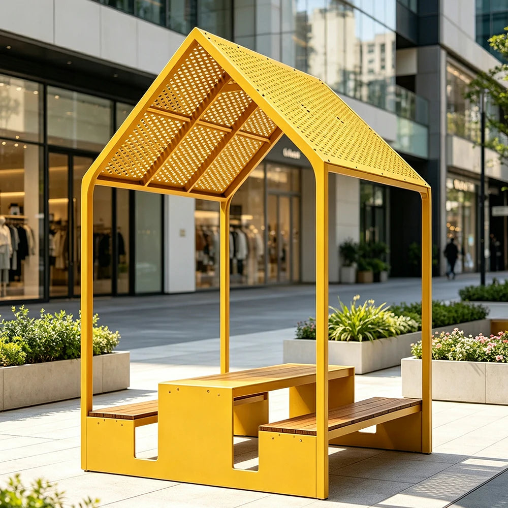 SOLARA Outdoor Park Bench Spacious Seating Design Durable Iron Construction for Garden Patio Park Commercial Spaces