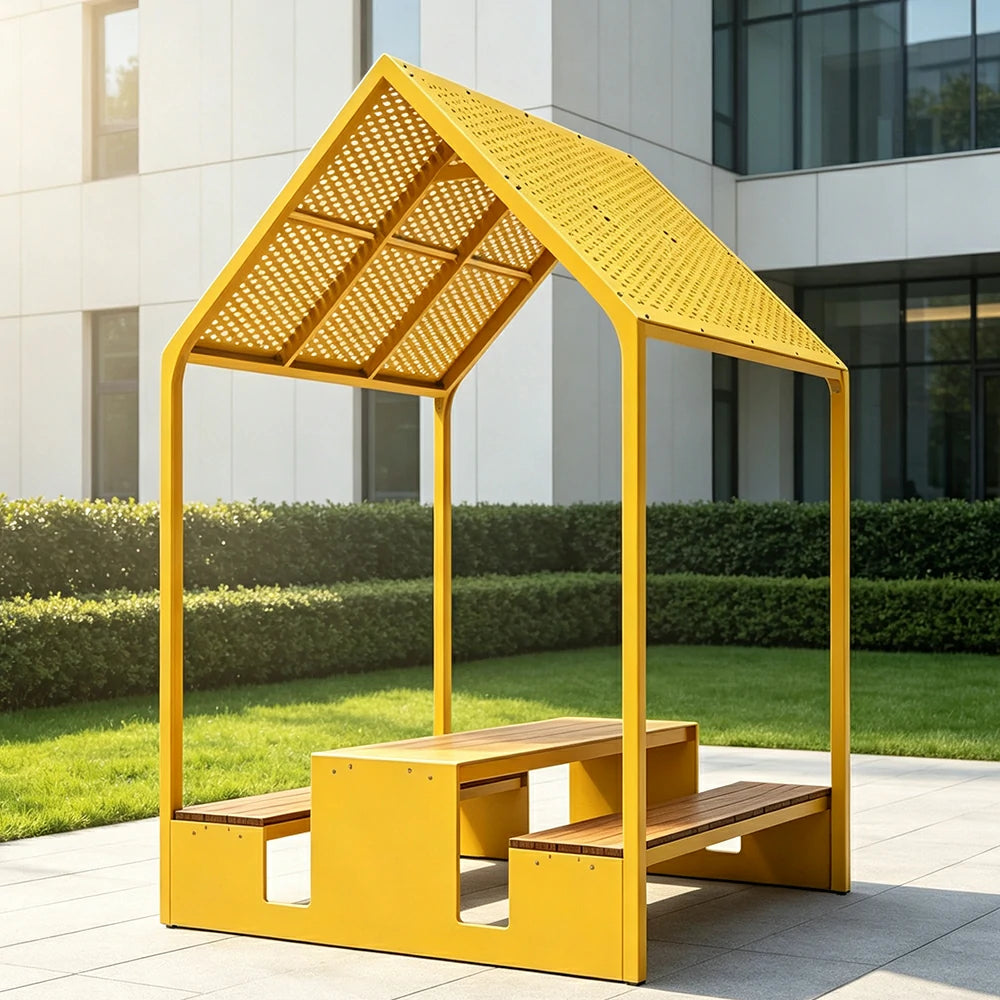 SOLARA Outdoor Park Bench Spacious Seating Design Durable Iron Construction for Garden Patio Park Commercial Spaces