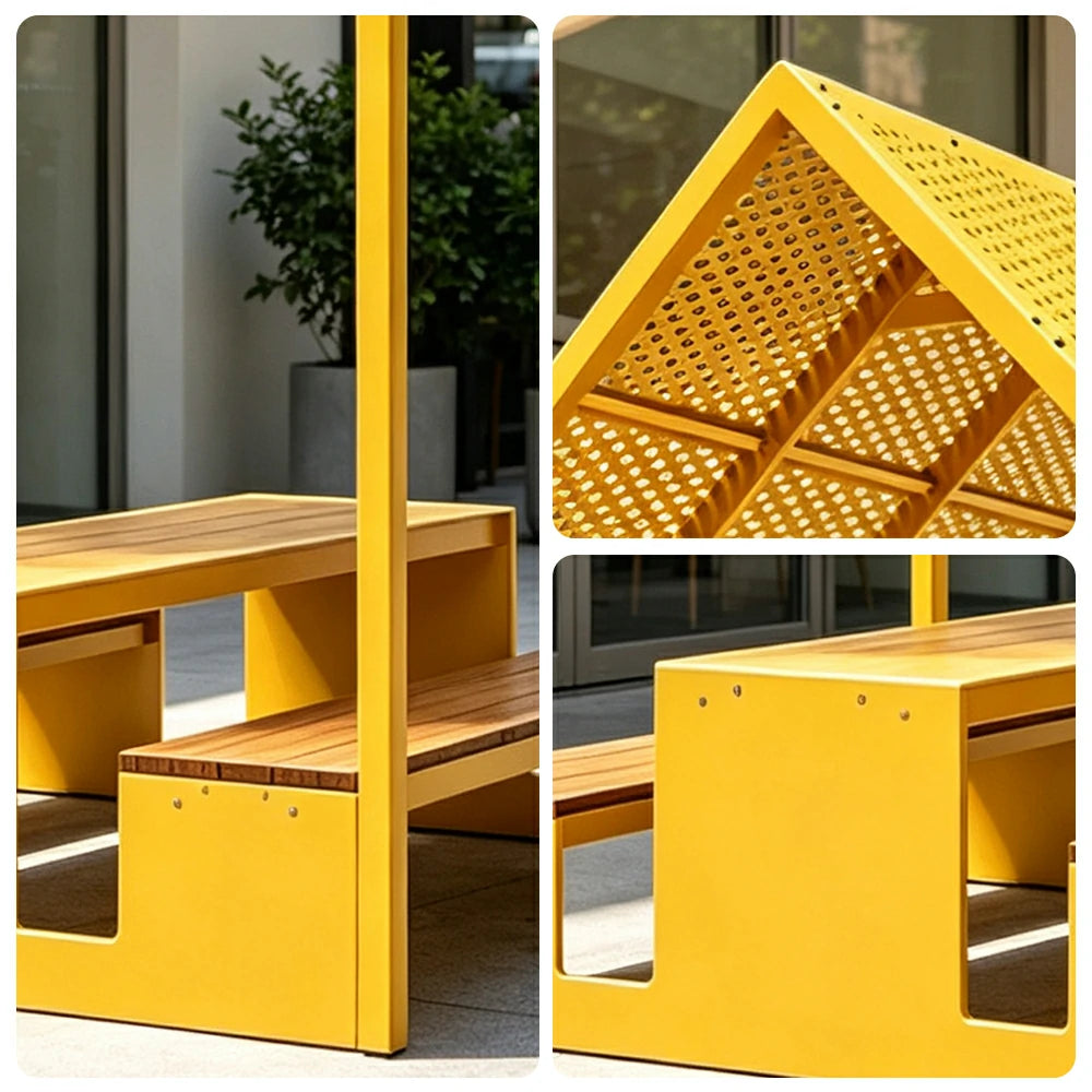 SOLARA Outdoor Park Bench Spacious Seating Design Durable Iron Construction for Garden Patio Park Commercial Spaces