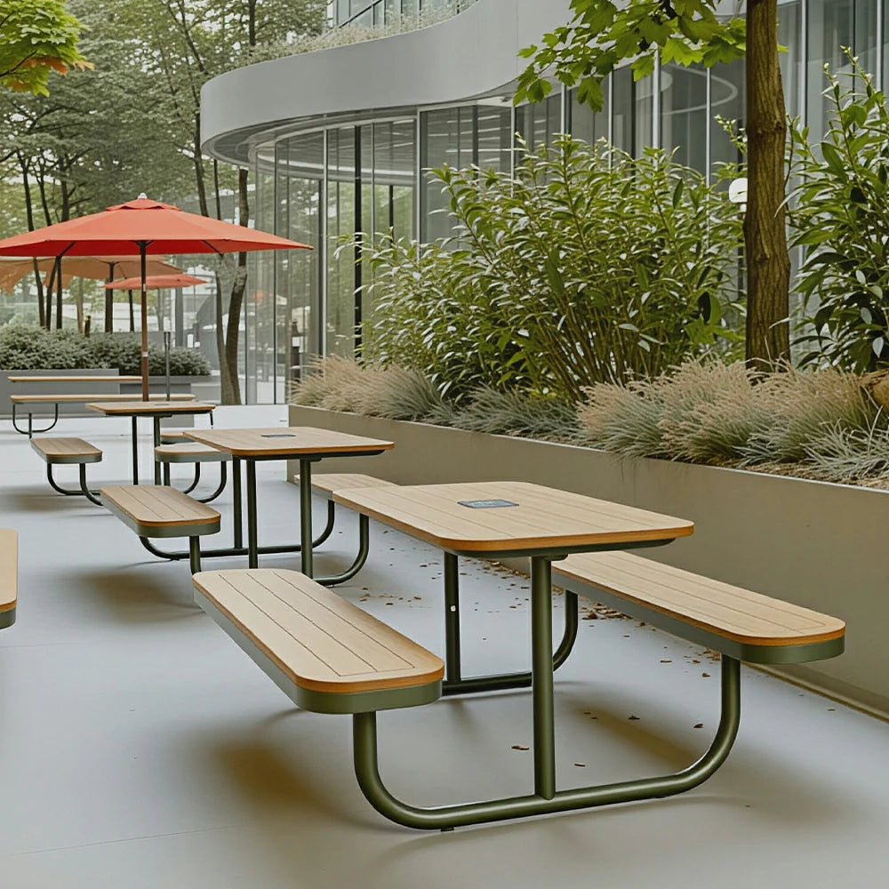 SOLARA Large Outdoor Bench Rust Resistant Iron Seating Comfortable Design for Garden Patio Park Public Leisure Spaces