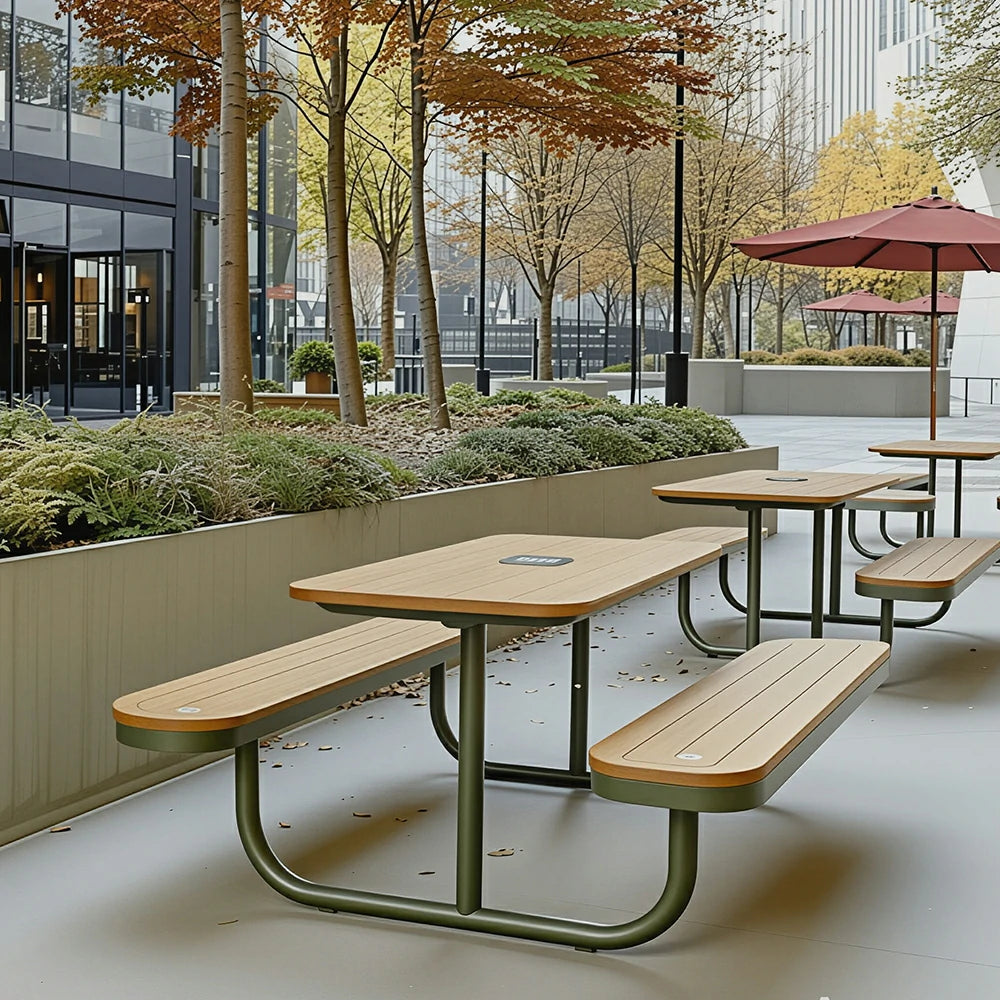 SOLARA Large Outdoor Bench Rust Resistant Iron Seating Comfortable Design for Garden Patio Park Public Leisure Spaces