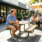 SOLARA Large Outdoor Bench Rust Resistant Iron Seating Comfortable Design for Garden Patio Park Public Leisure Spaces