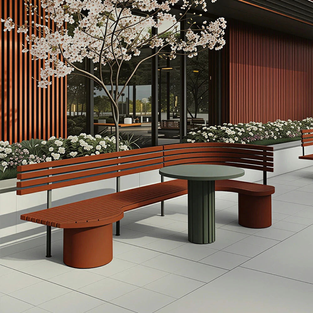 SOLARA Outdoor Park Bench Spacious Seating Design Durable Iron Construction Weather Resistant for Garden Patio Park Commercial Areas