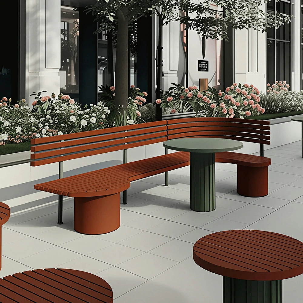 SOLARA Outdoor Park Bench Spacious Seating Design Durable Iron Construction Weather Resistant for Garden Patio Park Commercial Areas