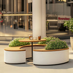 SOLARA Outdoor Planter Bench Integrated Flower Box Design Durable Iron Structure for Park Commercial Street Plaza Cafe Spaces