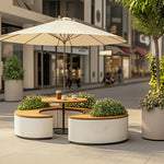 SOLARA Outdoor Planter Bench Integrated Flower Box Design Durable Iron Structure for Park Commercial Street Plaza Cafe Spaces