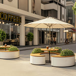 SOLARA Outdoor Planter Bench Integrated Flower Box Design Durable Iron Structure for Park Commercial Street Plaza Cafe Spaces
