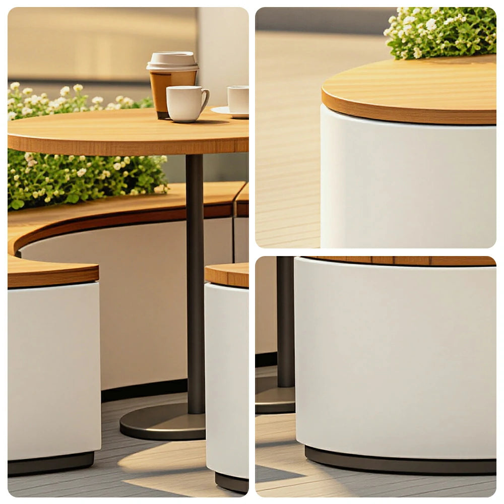 SOLARA Outdoor Planter Bench Integrated Flower Box Design Durable Iron Structure for Park Commercial Street Plaza Cafe Spaces