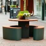 SOLARA Outdoor Planter Bench Integrated Flower Box Design Durable Iron Frame for Park Commercial Street Cafe Garden Spaces