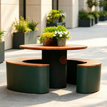 SOLARA Outdoor Planter Bench Integrated Flower Box Design Durable Iron Frame for Park Commercial Street Cafe Garden Spaces